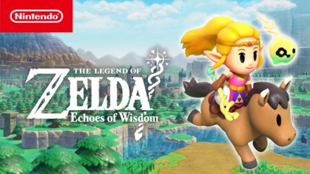 La principessa Zelda di The Legend of Zelda: Echoes of Wisdom a cavallo