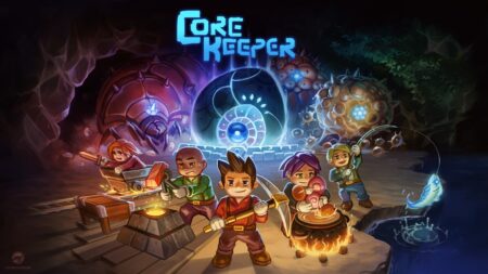 Key art di Core Keeper con in primo piano un gruppo di minatori.