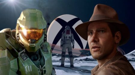 Master Chief con Indiana Jones ed il logo di Xbox