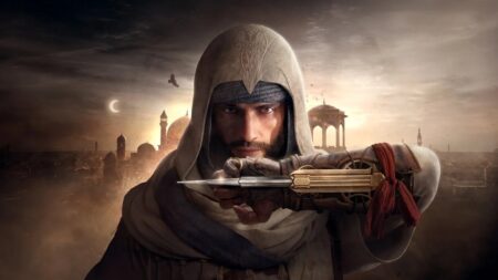 Basim di Assassin's Creed Mirage mentre mostra la lama celata