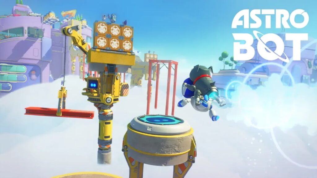 Il logo di Astro Bot con il robot mentre salta su una piattaforma