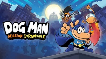 I personaggi di Dog Man: Mission Impawsible su un tetto