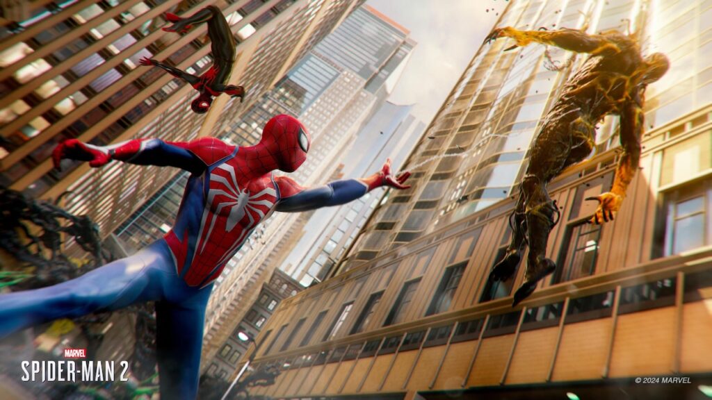 Marvel's Spider-Man 2 mentre attacca un nemico