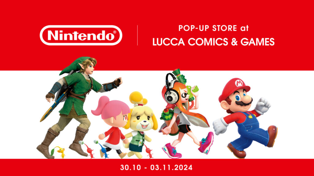 I personaggi di Nintendo ed il logo di Lucca Comics & Games 2024