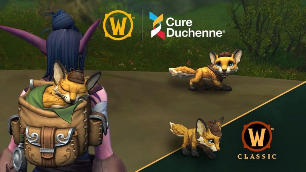 Il logo di World of Warcraft e quello di Cureduchenne WoW Charity Pet