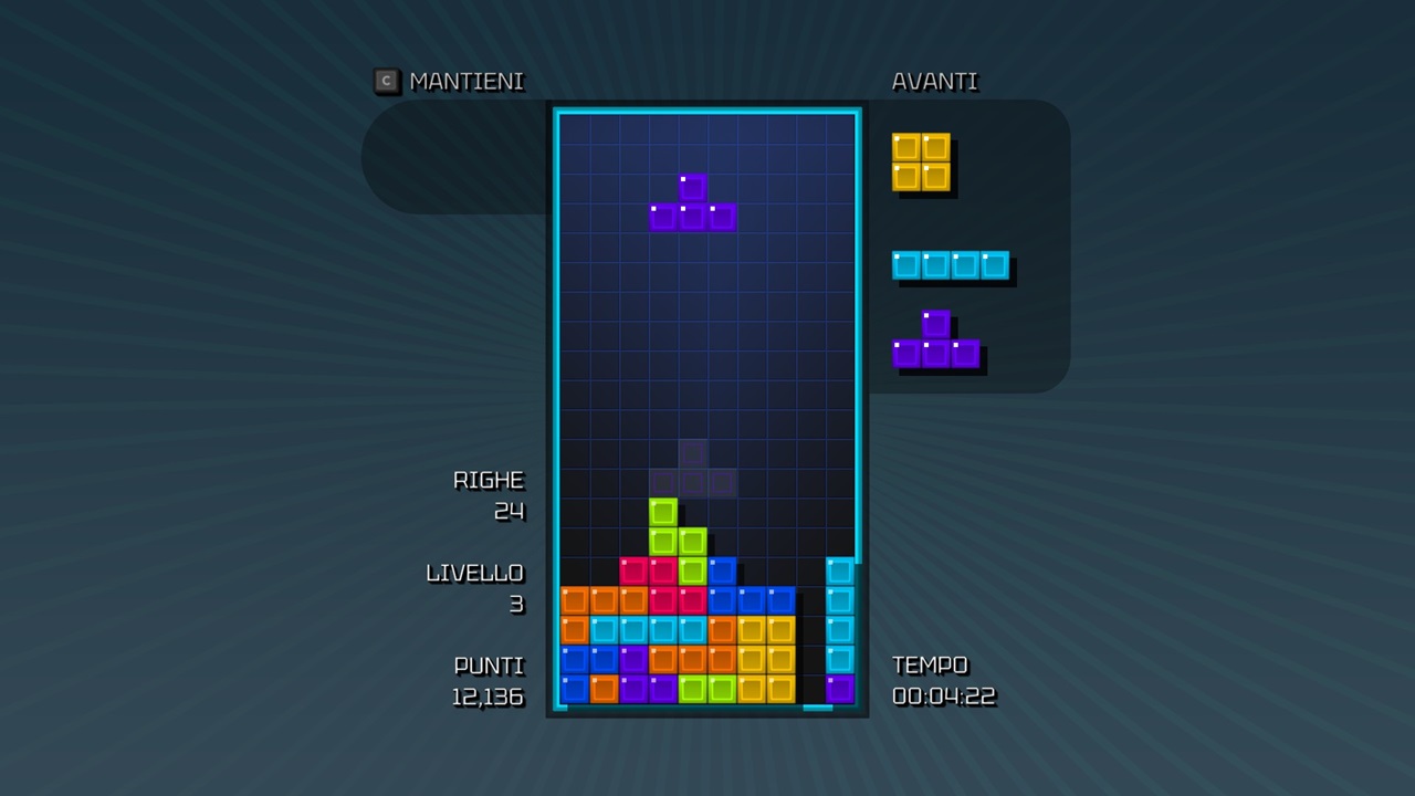 Schermata di Tetris Time Warp, nuova versione di Tetris inclusa in Tetris Forever