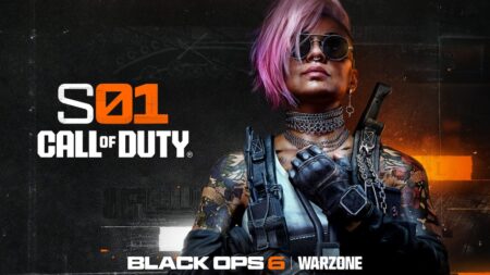 Una donna di Call of Duty: Black Ops 6 con il logo della Stagione 1