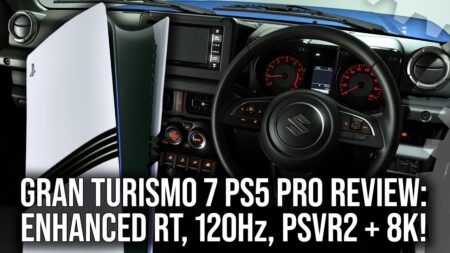 Una PS5 Pro con un volante di Gran Turismo 7