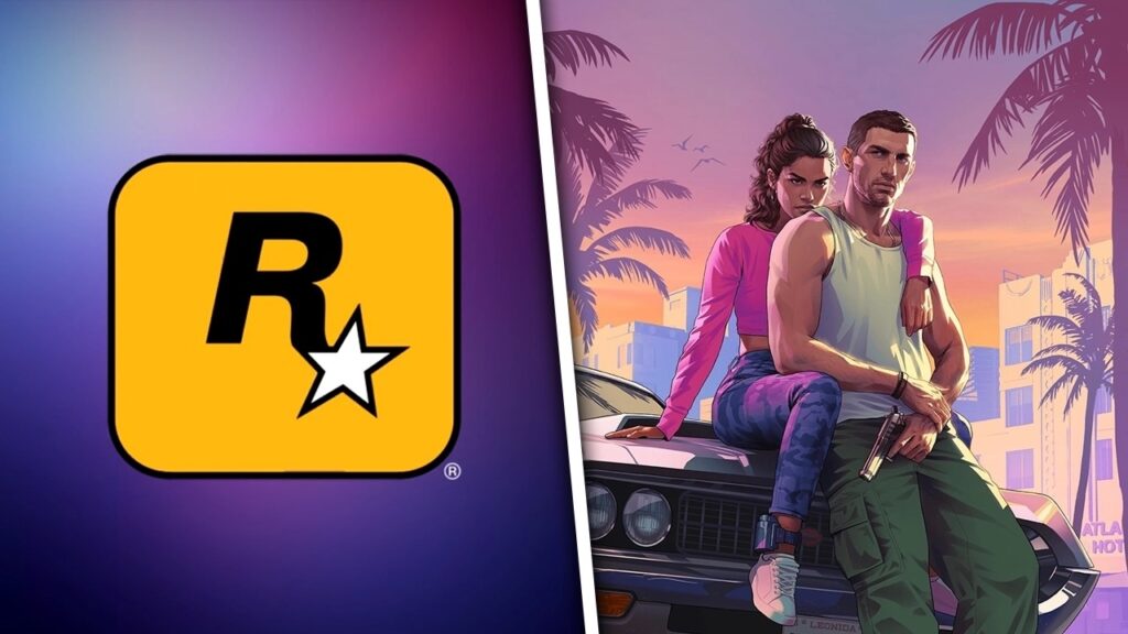 Il logo di Rockstar Games con al fianco Lucia e Jason di GTA 6