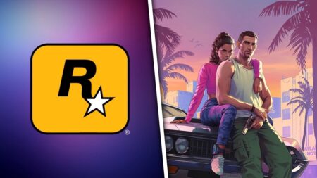 Il logo di Rockstar Games con al fianco Lucia e Jason di GTA 6