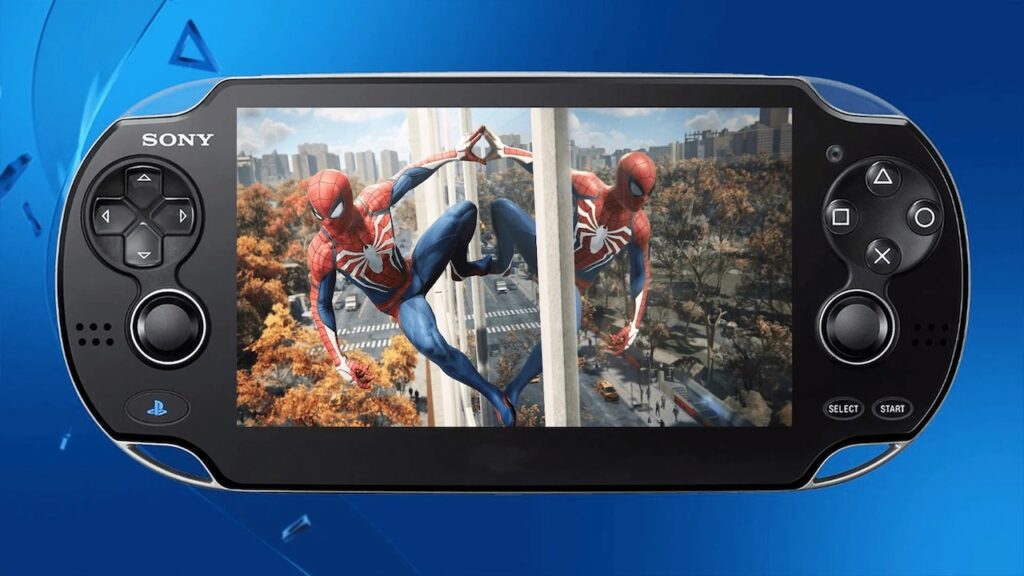 Una PlayStation Portatile con dentro lo schermo Spider-Man