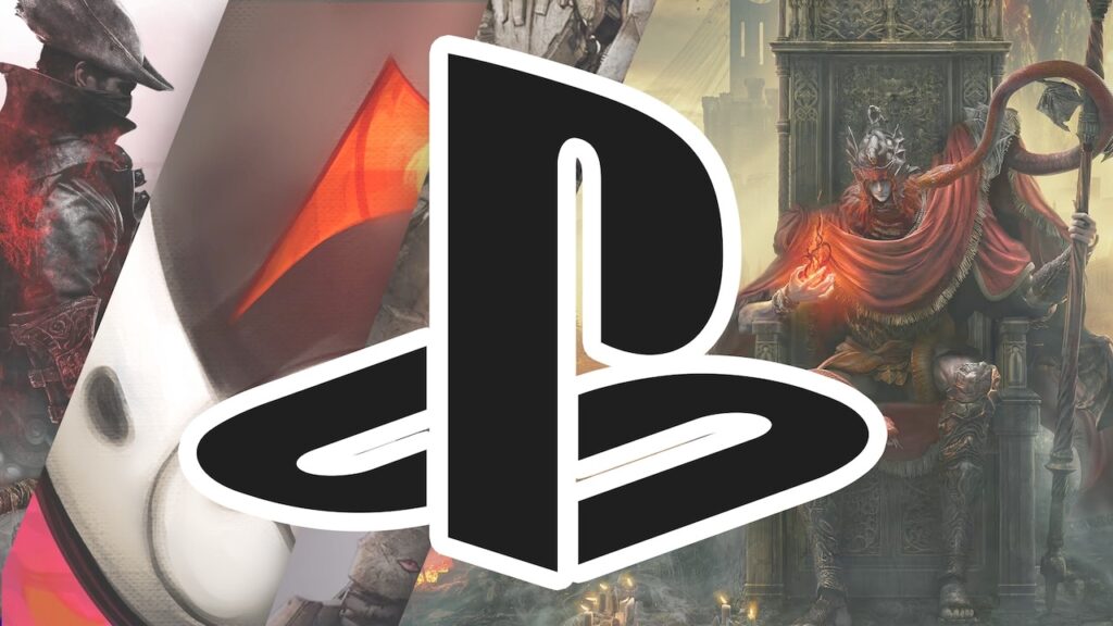 Il logo di PlayStation con dietro i giochi di Kadokawa