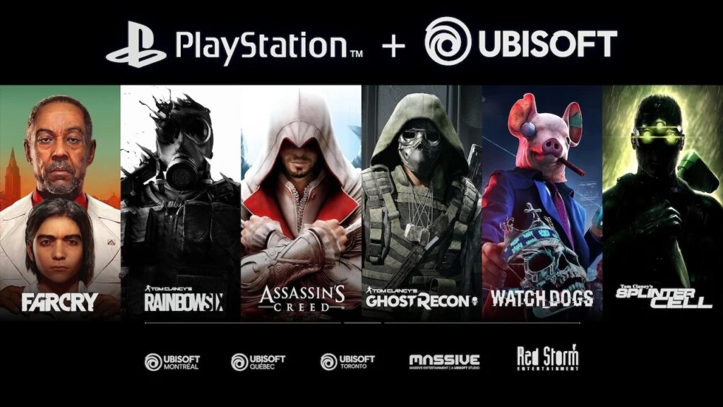 I loghi di PlayStation ed Ubisoft