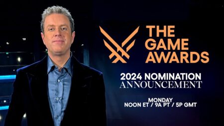 Geoff Keighley con il logo dei The Game Awards 2024