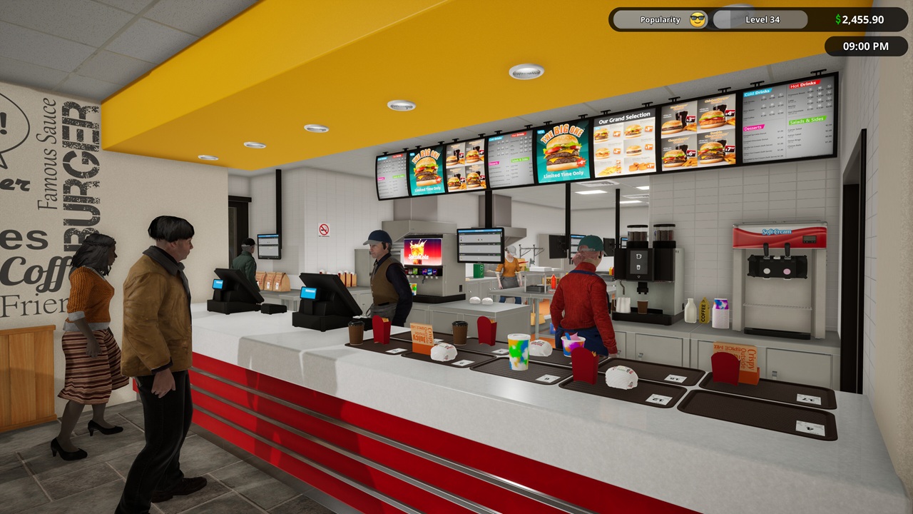 Visuale della cassa di un fast food in Fast Food Simulator