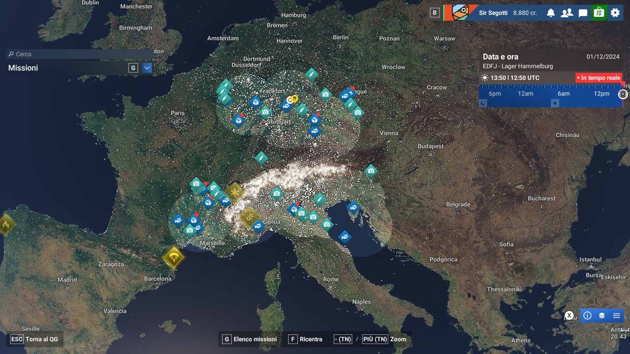 Visuale della mappa carriera in Microsoft Flight Simulator 2024