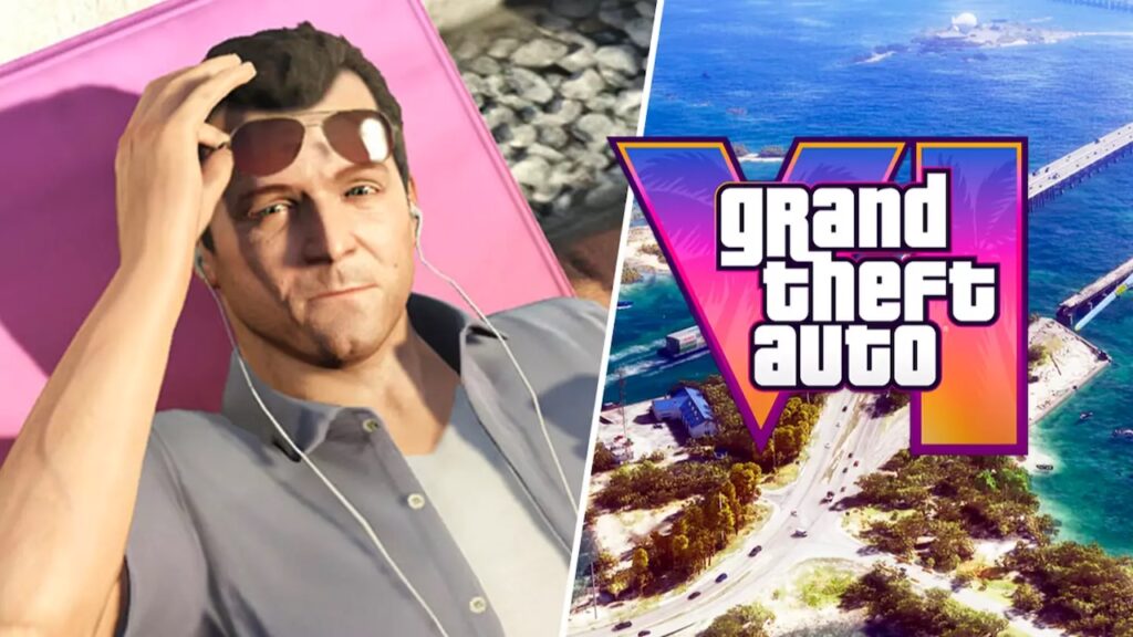 Michael di GTA 5 con al fianco il logo di GTA 6