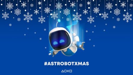 Astro Bot mentre scende dal cielo