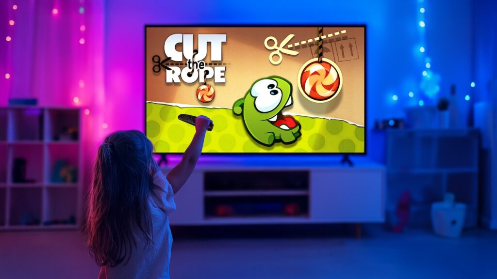 Un televisore LG con Cut the Rope sullo schermo