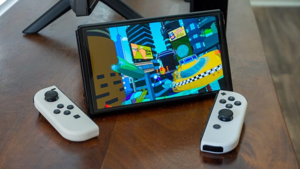 Nintendo Switch ed i Joy-Con su un tavolo