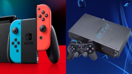 Un Nintendo Switch con al fianco una PS2