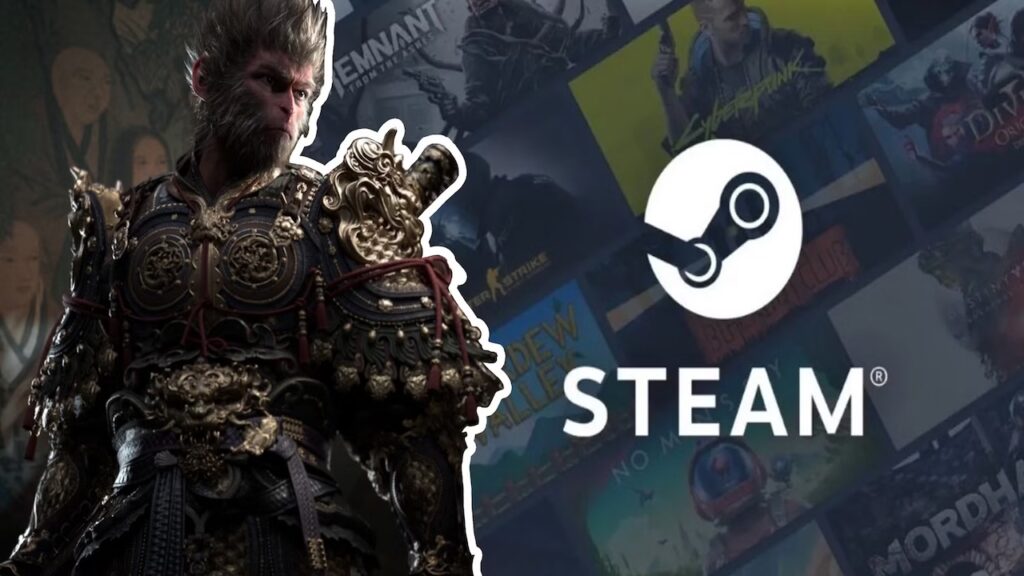 Il Re scimmia di Black Myth: Wukong con al fianco il logo di Steam