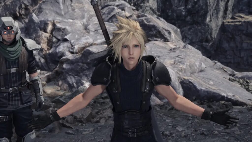 Cloud di Final Fantasy 7 Rebirth con le braccia aperte