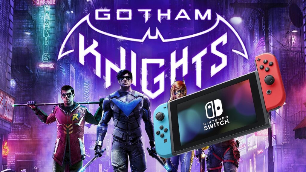 I personaggi di Gotham Knights con un Nintendo Switch