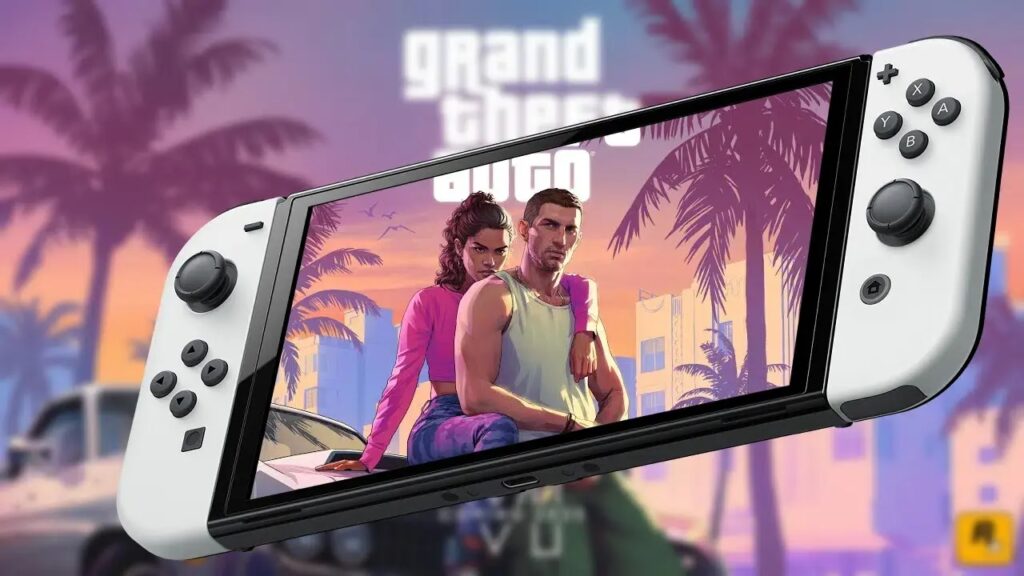 Un Nintendo Switch con dentro Lucia e Jason di di GTA 6