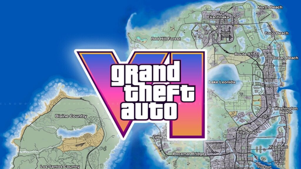 Il logo di GTA 6 con la mappa sullo sfondo