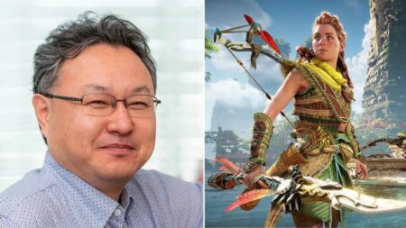 Shuhei Yoshida con al fianco Aloy di Horizon Forbidden West