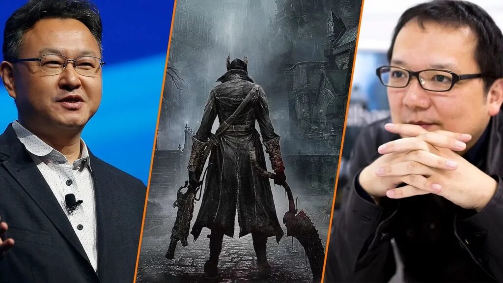 Hidetaka Miyazaki con al fianco Bloodborne e Shuehei Yoshida