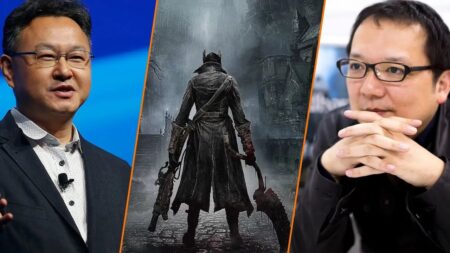 Hidetaka Miyazaki con al fianco Bloodborne e Shuehei Yoshida