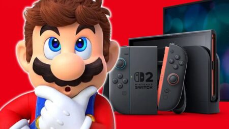 Un Nintendo Switch 2 con al fianco Super Mario