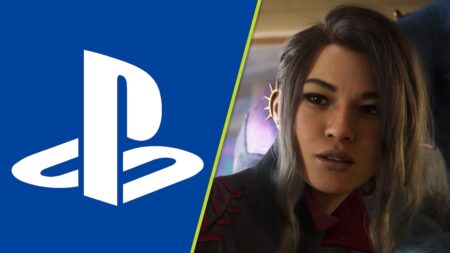 Una ragazza di Concord con al fianco il logo di PlayStation