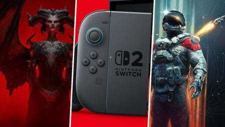 I personaggi di Diablo 4 e Starfield con in mezzo Nintendo Switch 2