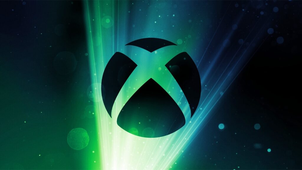 Il logo di Xbox con un fascio di luce dietro