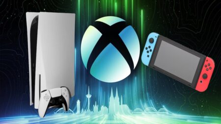 Una PS5 con al fianco il logo di Xbox ed un Nintendo Switch