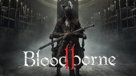 Lady Maria di Bloodborne seduta su una sedia con sovrimpressione il logo di Bloodborne 2
