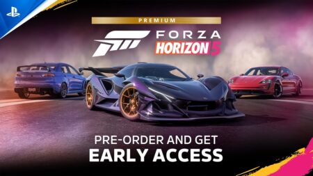 Tre auto di Forza Horizon 5 con il logo PlayStation