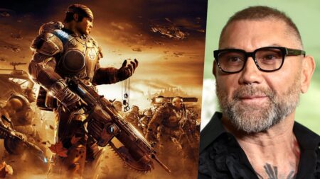 Marcus Fenix di Gears of War con al fianco Dave Bautista