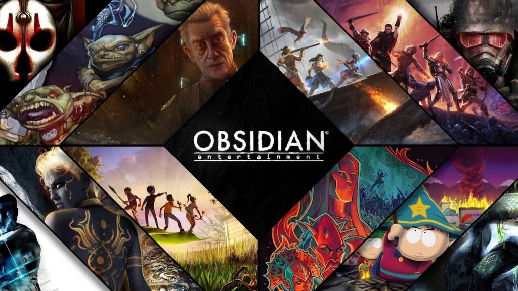 Il logo di Obsidian Entertainment con i giochi del team