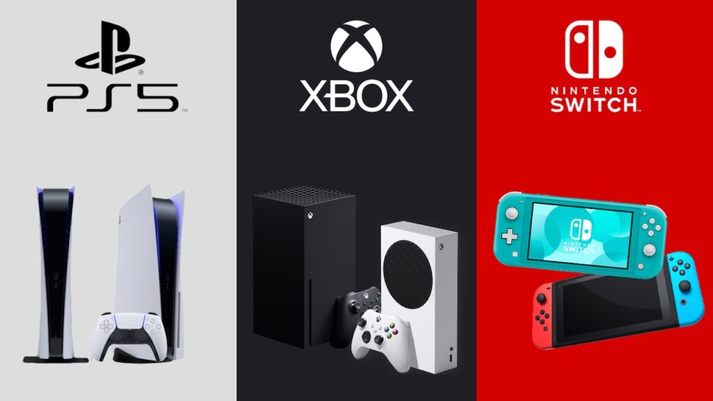 Due PS5 con al fianco Xbox Series X e Series S e Nintendo Switch