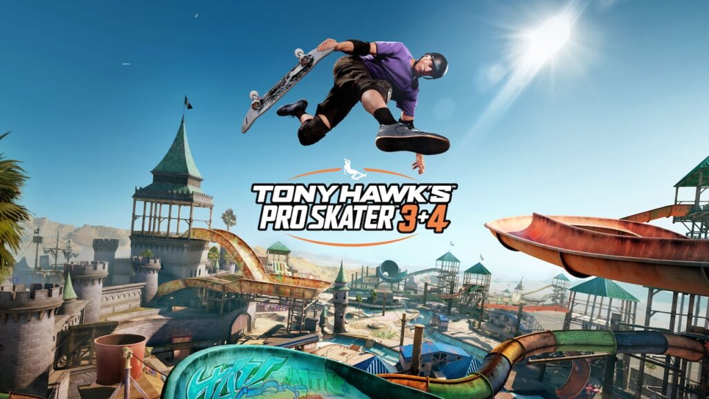 Un'atleta di Tony Hawk's Pro Skater 3 + 4 mentre salta in aria
