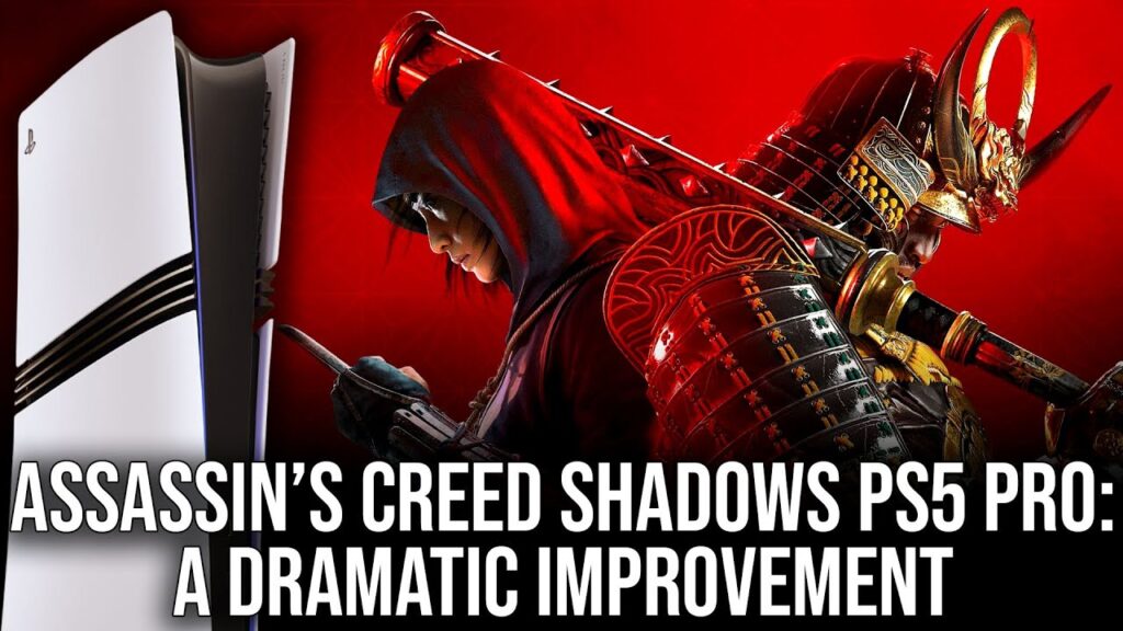 Una PS5 Pro con al fianco Naoe e Yasuke di Assassin's Creed Shadows