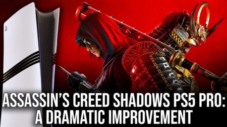 Una PS5 Pro con al fianco Naoe e Yasuke di Assassin's Creed Shadows