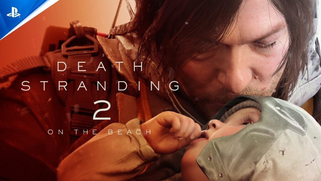 Sam Porter Bridges con il logo di Death Stranding 2: On The Beach