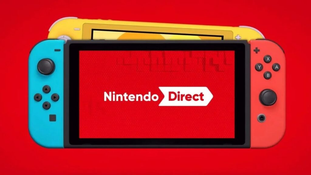 Il logo del Nintendo Direct in un Nintendo Switch