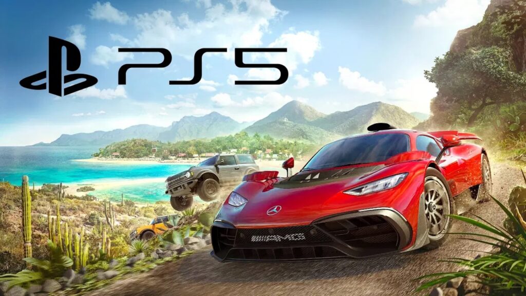 Due auto di Forza Horizon 5 con il logo di PS5