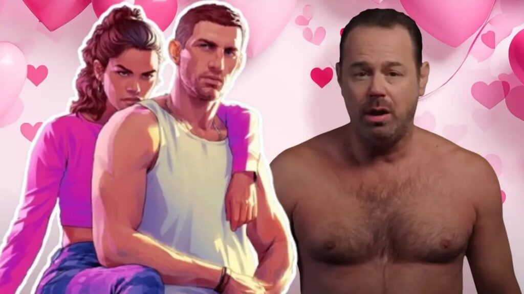 Lucia e Jason di GTA 6 con al fianco Danny Dyer e dietro dei cuoricini